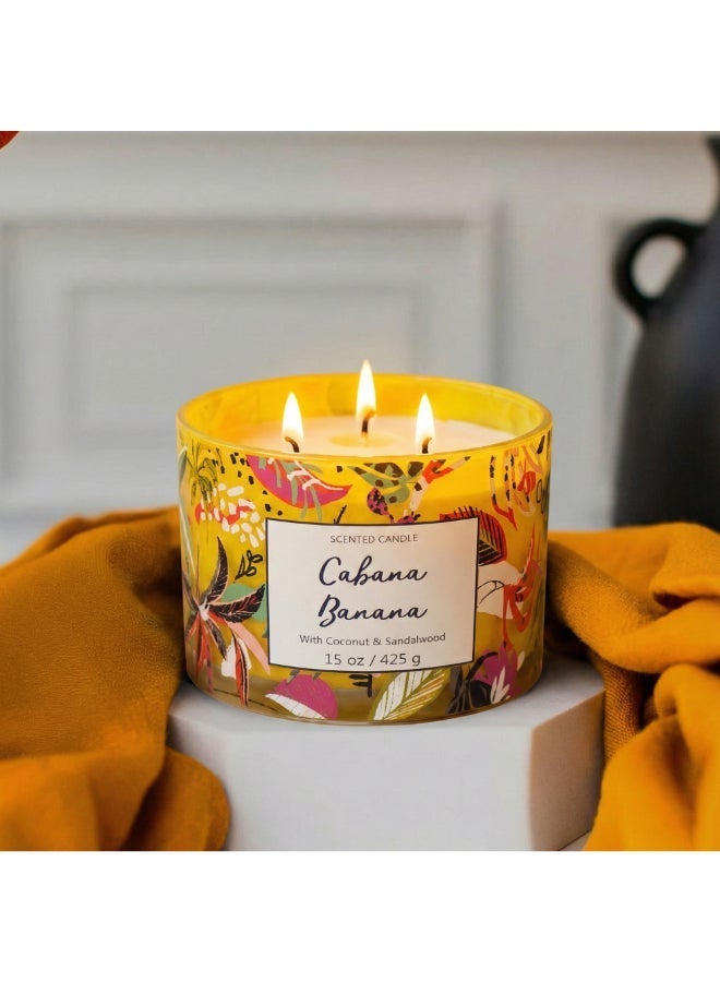 IRIS CELESTE Cabana Banana Jar Candle 425grams - 3 wick Scented candle 15oz  | 50 hrs burn-time | Perfect for Gifting, Home Décor, Parties & Room Perfuming | Ideal for Living room and Office Décor - Image 1
